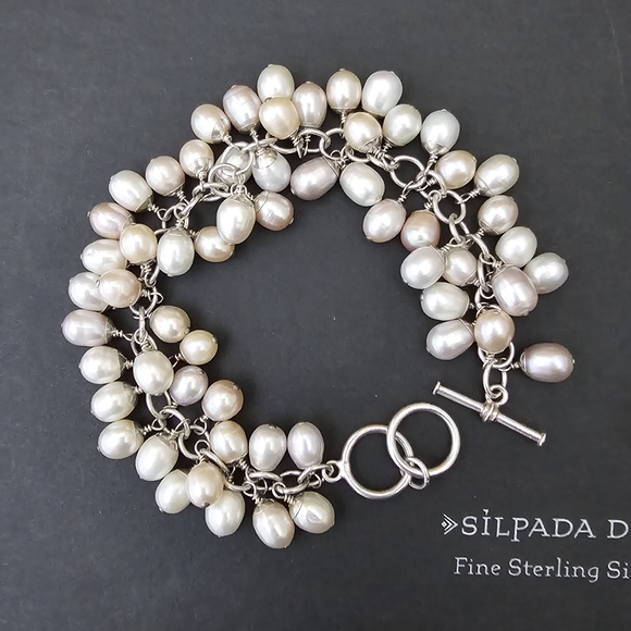 FLASH SALE! Silpada Pink Silver Champagne Pearl Cha Cha Sterling Silver Bracelet - Picture 5 of 15